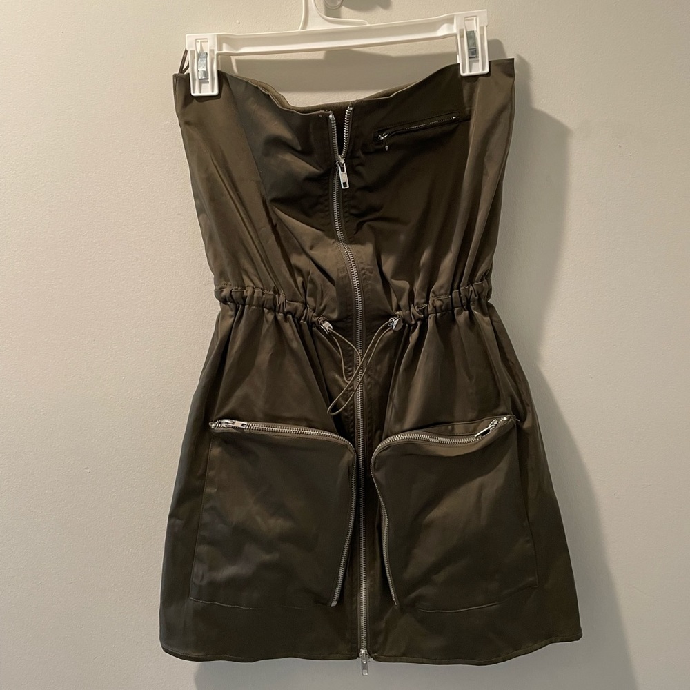Zara Military zipper 2-pocket strapless dress